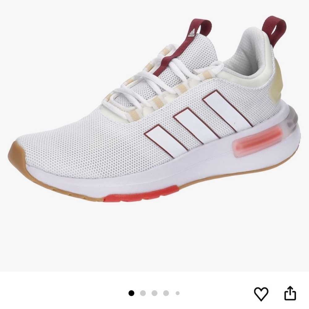 Adidas White Sneakers with Red and Maroon Accents